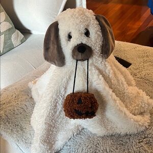 Pottery Barn Plush Halloween decor- Dog Blanket with Pumpkin